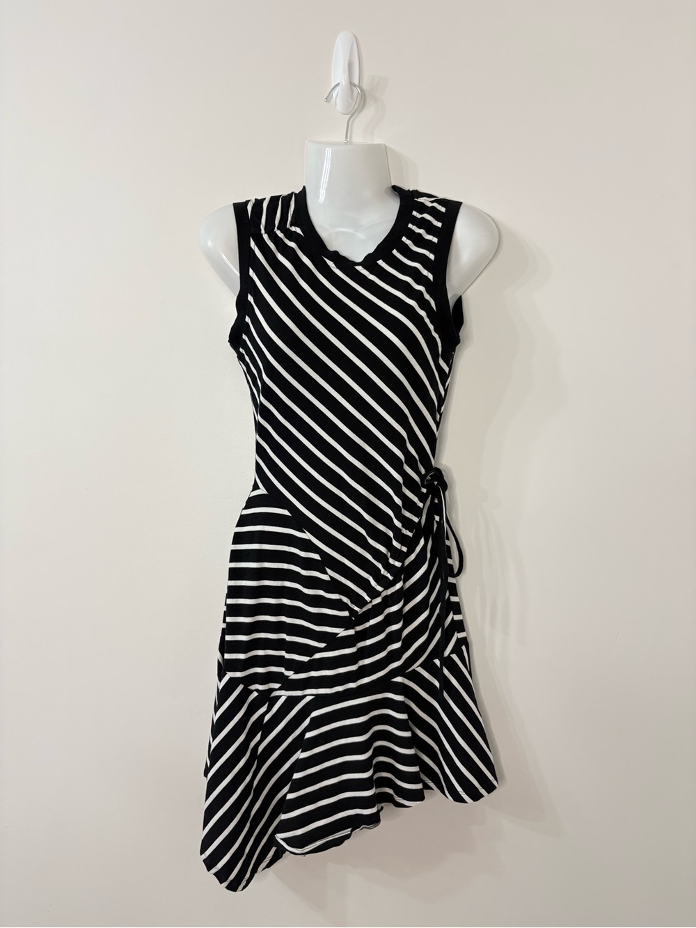 PARKER Nicola Sleeveless Asymmetrical Stripe Dress Minimalist Chic Parisian XS